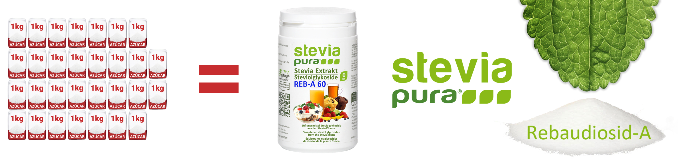 Stevia pura en polvo Rebaudioside-A 60% Extracto puro de...
