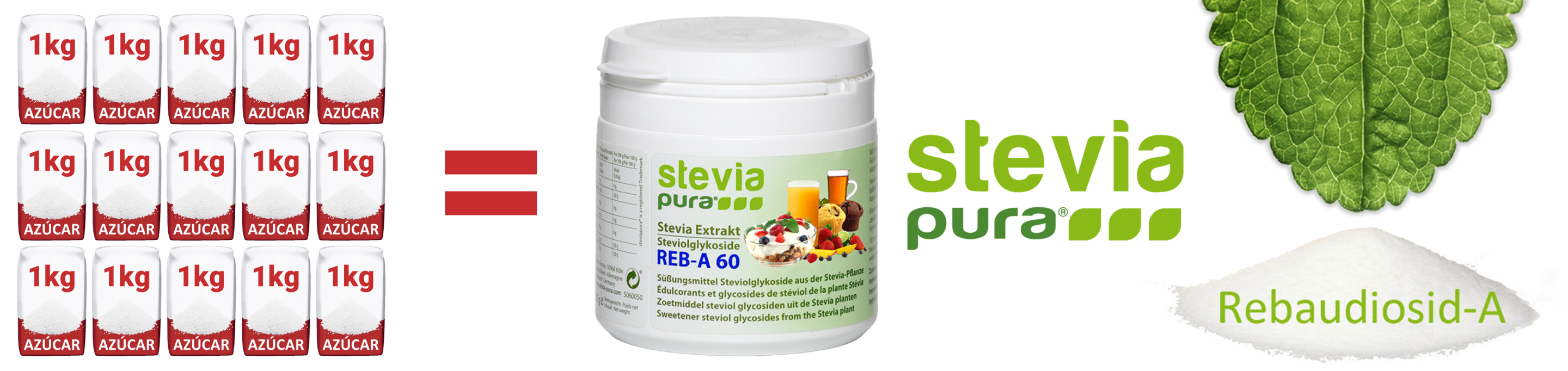 Stevia pura en polvo Rebaudioside-A 60% Extracto puro de...