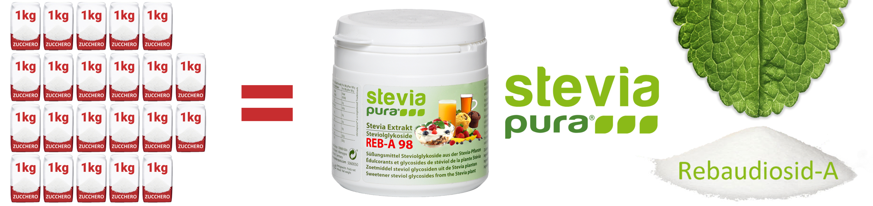 Stevia pura in polvere Rebaudioside-A 98% Estratto di...