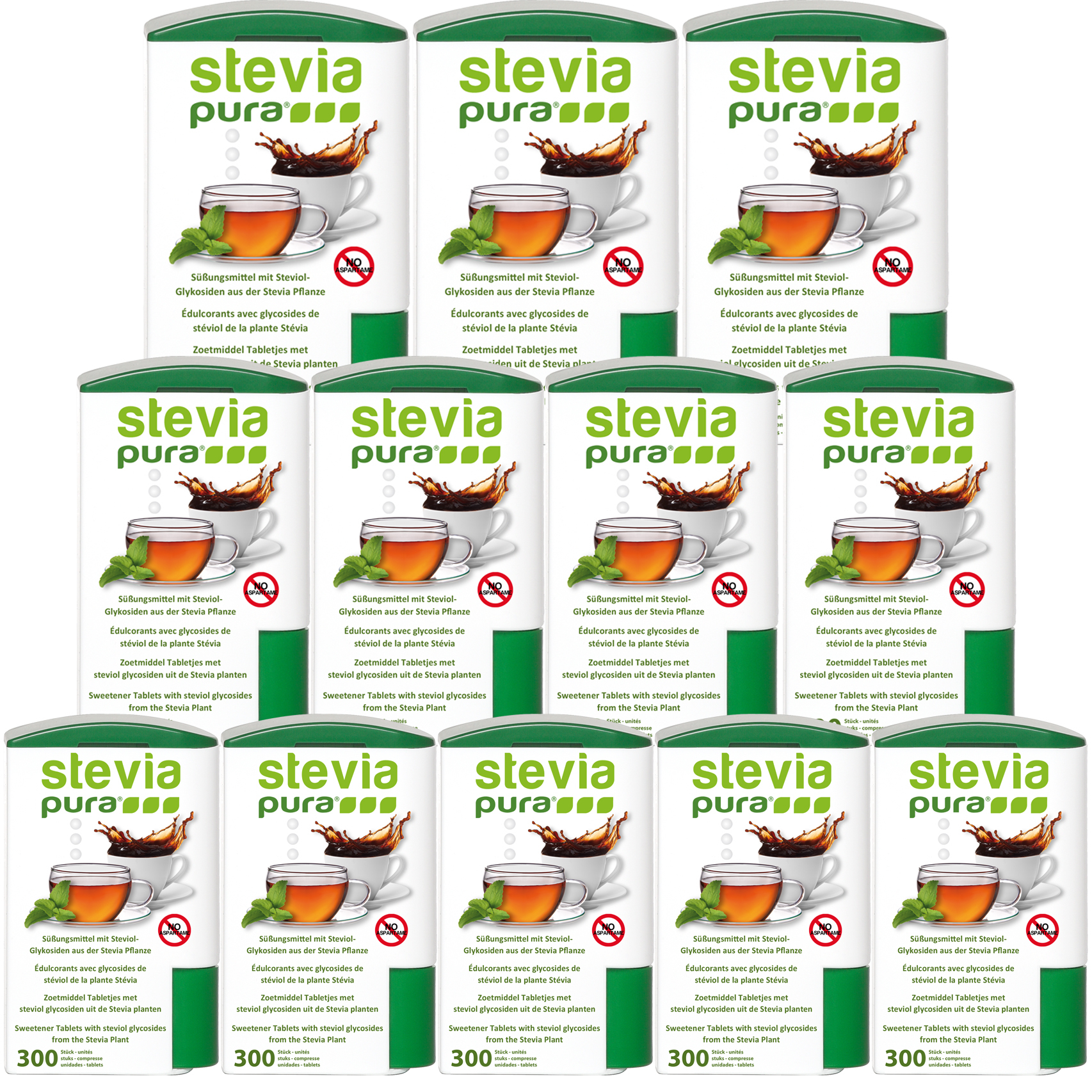 12x300 Stevia Süßstofftabletten | Stevia Tabs | Stevia Tabletten Spender
