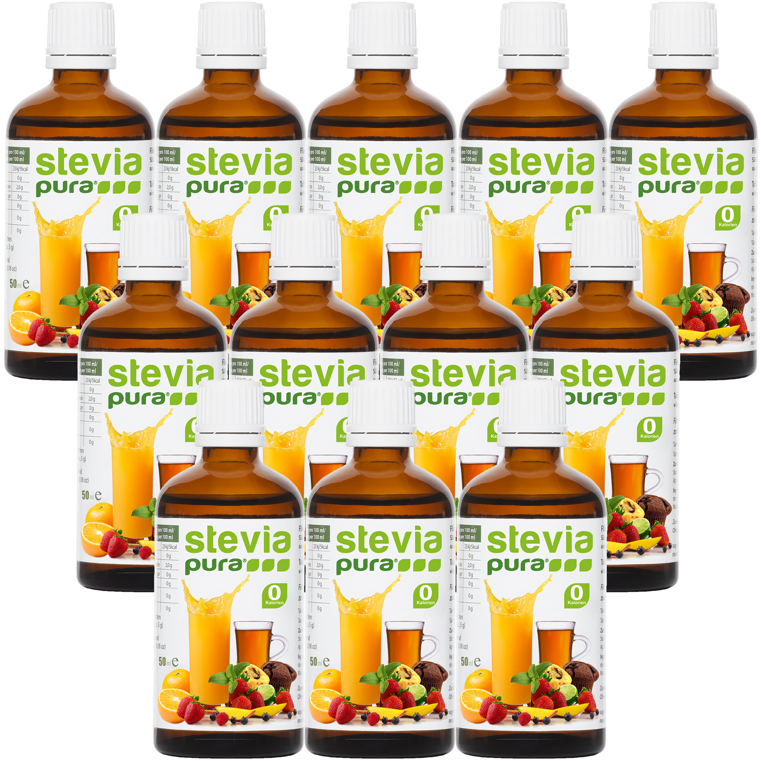 Stevia Flüssigsüße | Stevia flüssig | Stevia Drops | 12 x 50ml