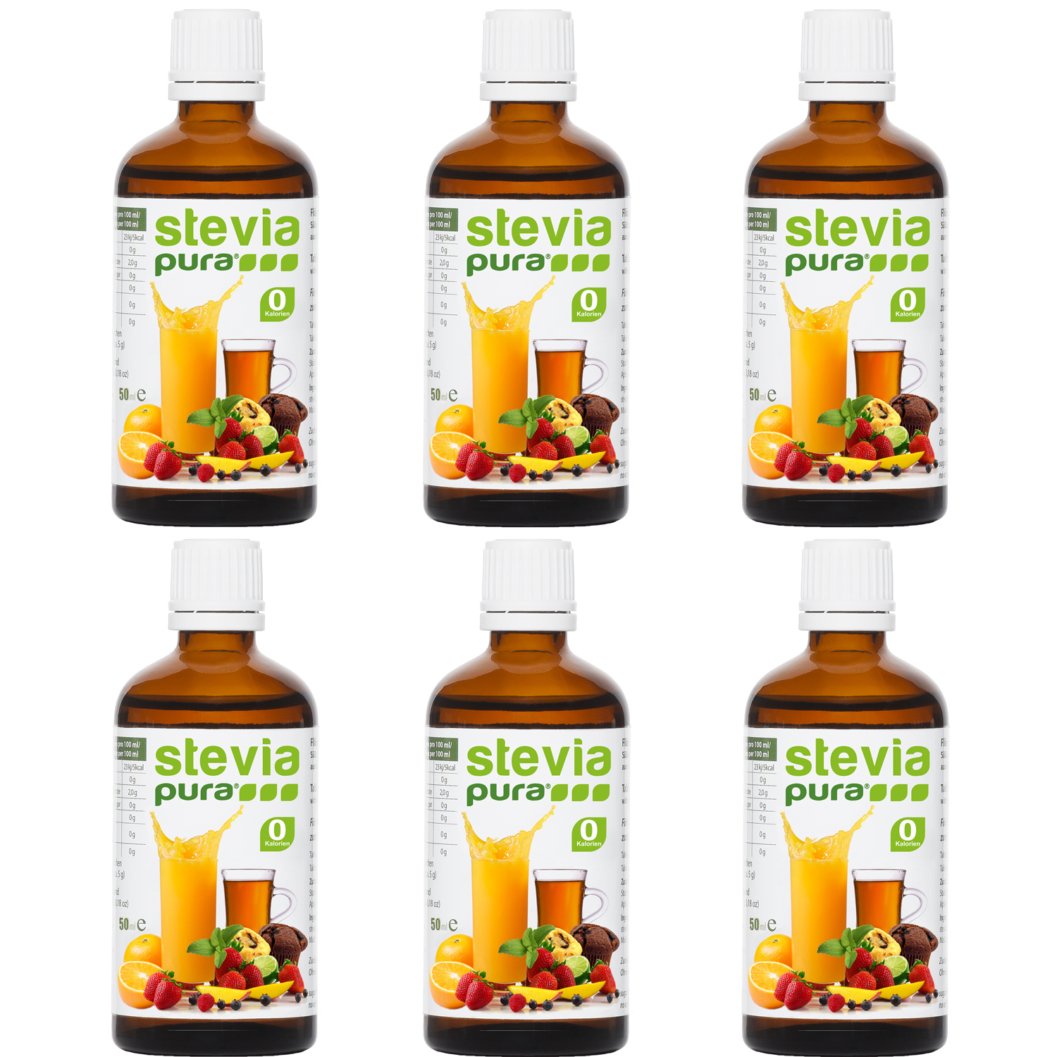 Stevia Flüssigsüße kaufen | Stevia flüssig | Stevia Drops | 6x50ml