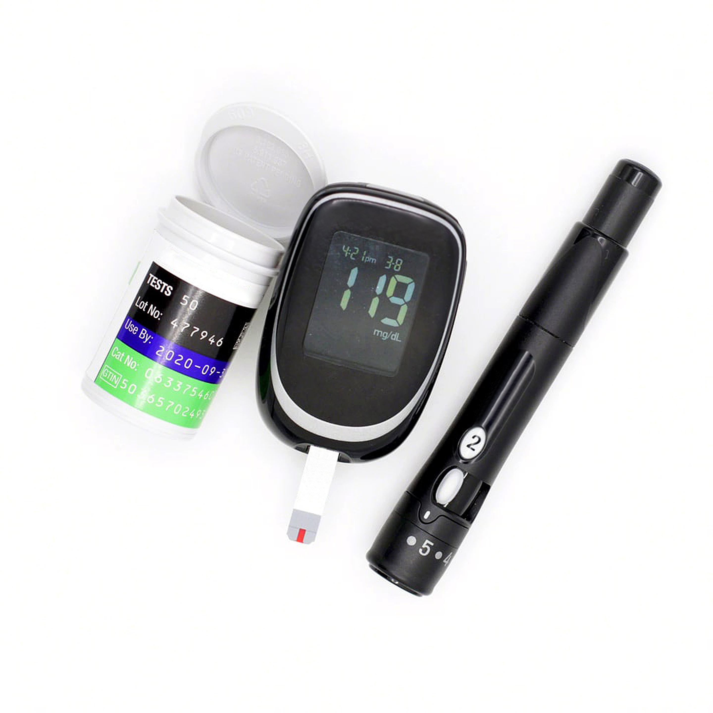 Tiras reactivas para la diabetes y medidor de glucosa en sangre