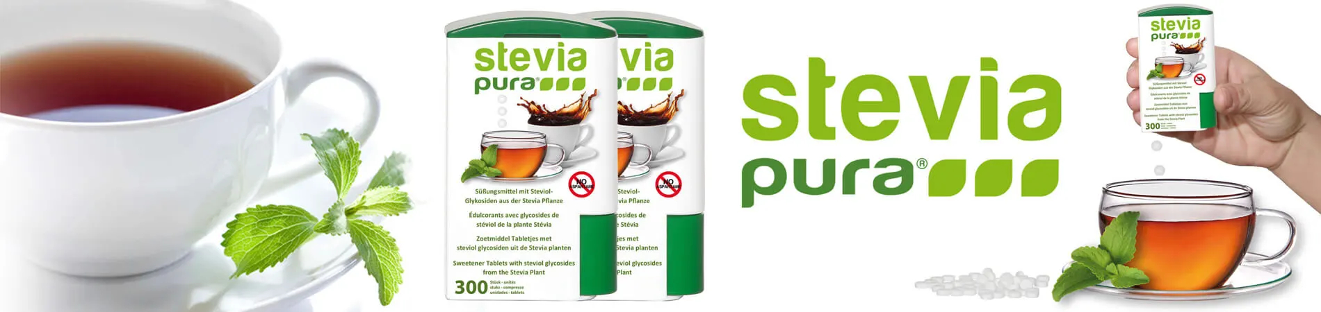 Buy Stevia sweetener tablets 2x300 pieces dispenser...