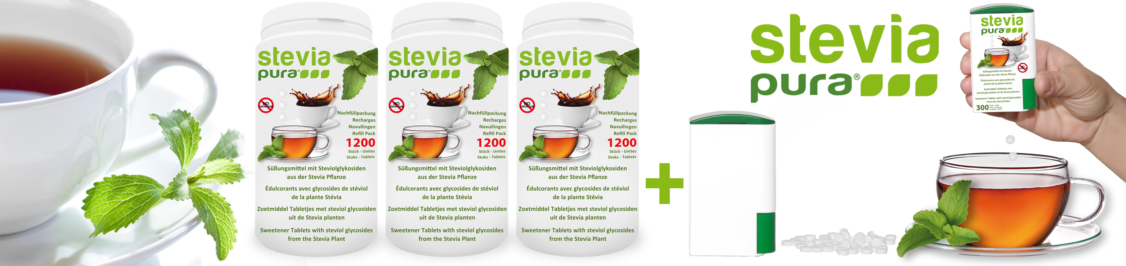 Stevia Tabs kaufen Stevia Süßstoff-Tabletten 3x1200 und...