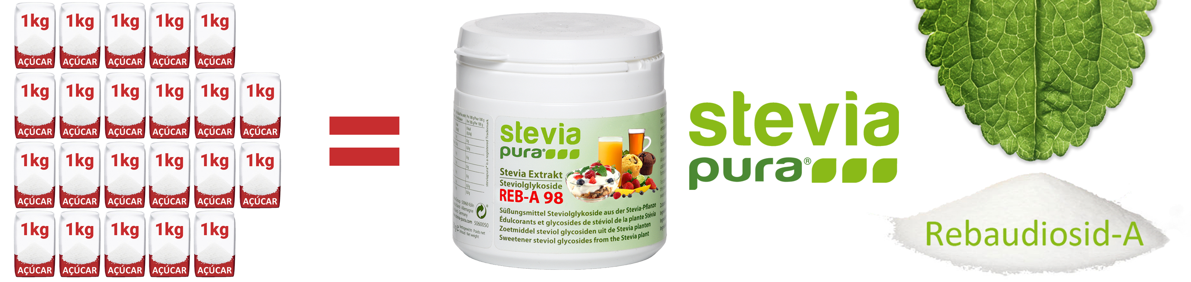 Rebaudiosídeo A 98% Puro de Pó de Stevia - Extracto Puro...