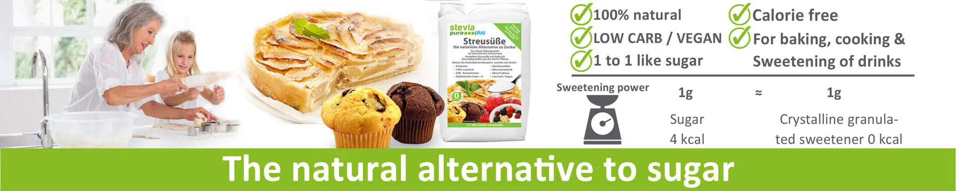 Calorie-free sweetener Erythritol and Stevia granulated...
