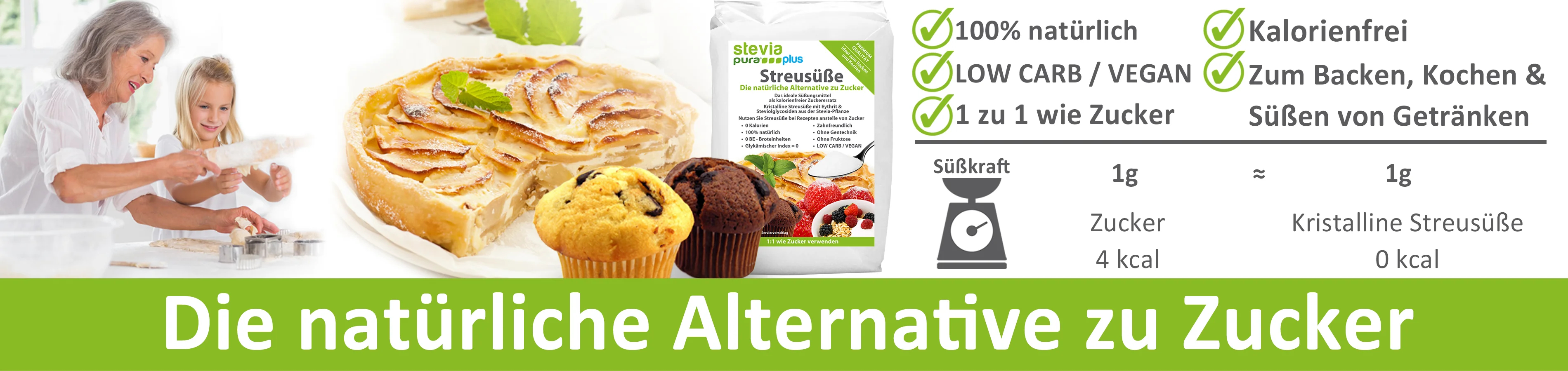 Edulcorant Stevia et Erythritol 1g et 1g de Sucre...