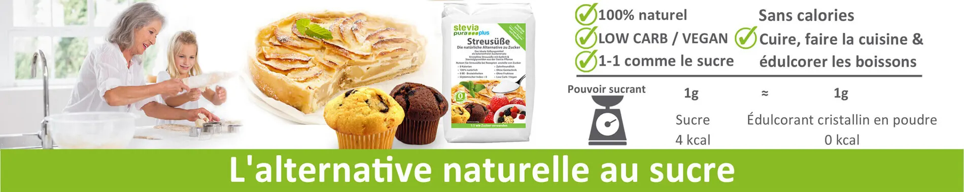STEVIA ET ERYTHRITOL EDULCORANT GRANULE 1 a 1 comme le sucre