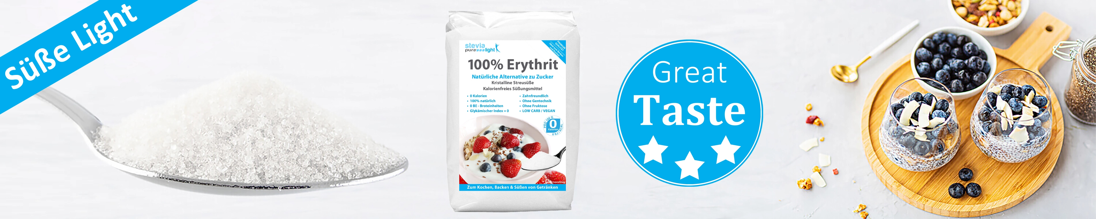 Erythrit Steviapura Light kalorienfreier Zuckerersatz -...