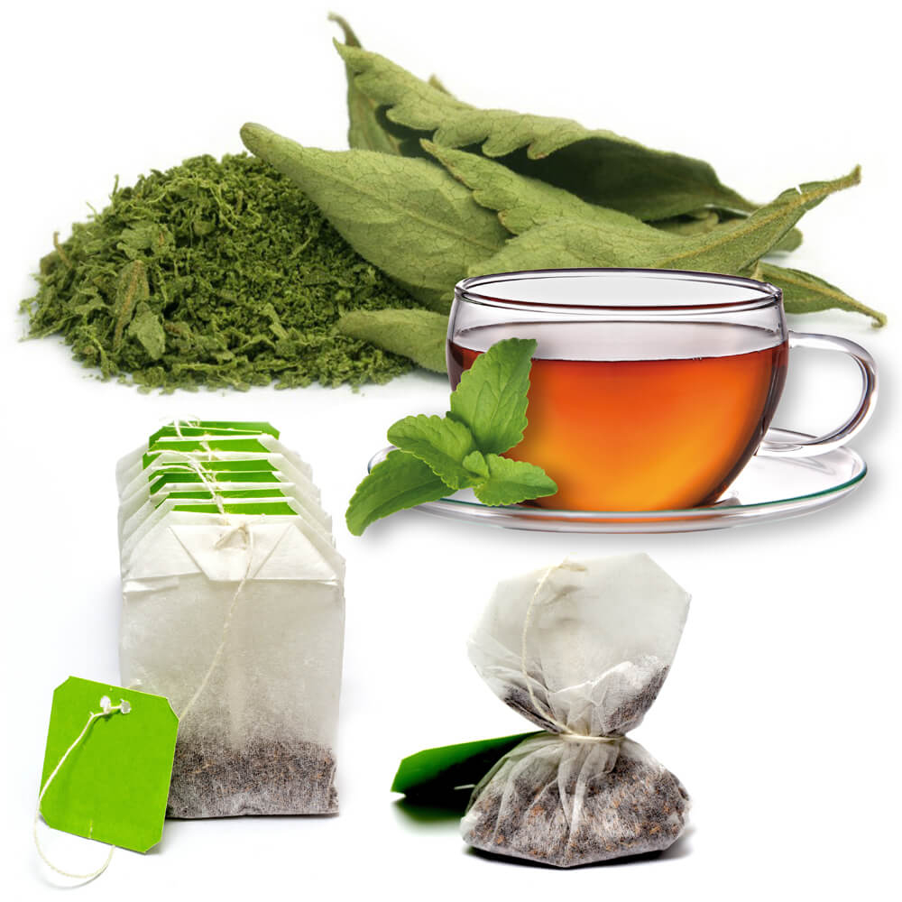 Té con hojas de Stevia y bolsas de té