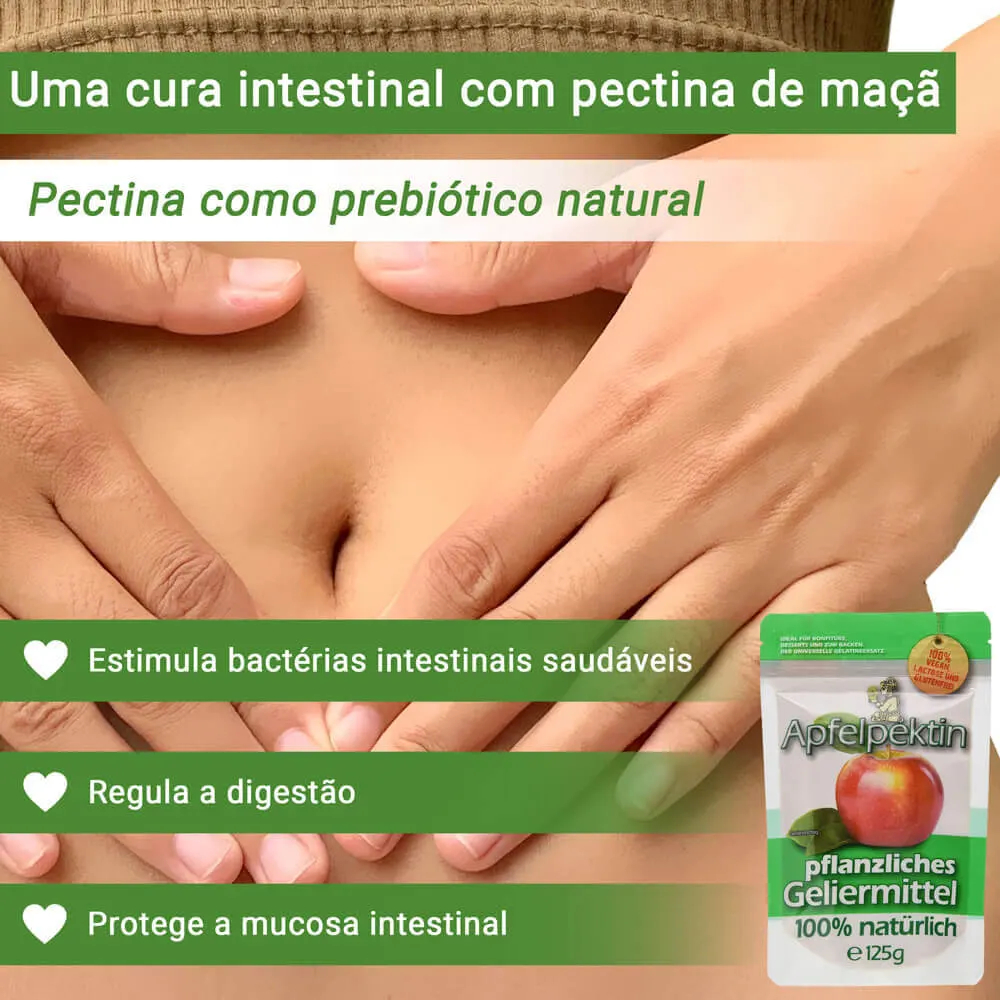 Pectina de maçã como suplemento dietético de fibra para curas intestinais para redução de peso.