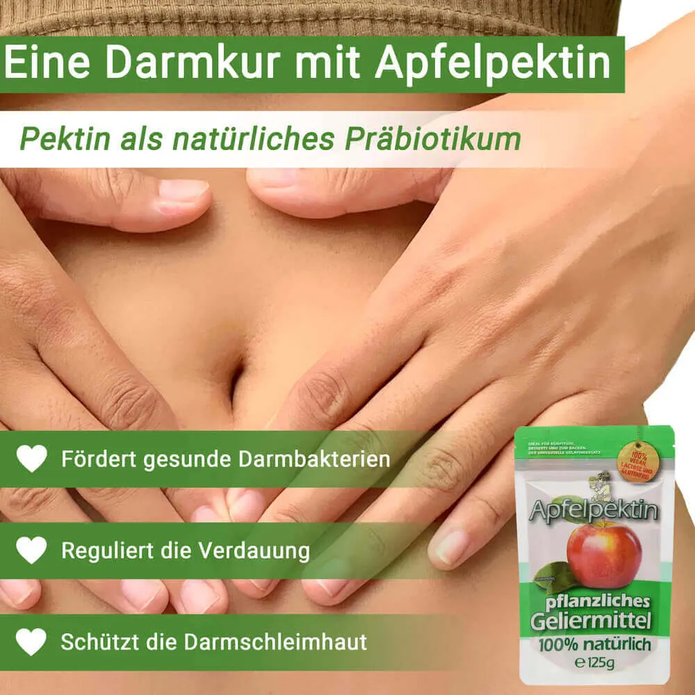 Apfelpektin als Ballaststoff-Supplement für Darmkuren zur Gewichtsreduktion.