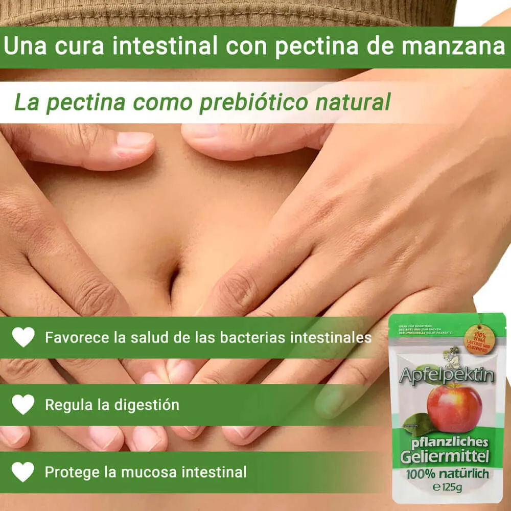 Pectina de manzana como suplemento de fibra dietética para curas intestinales para la reducción de peso.