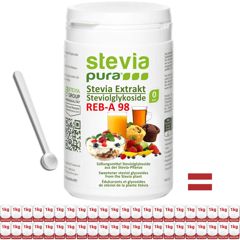 Jetzt Stevia kaufen - Stevia Pulver Extrakt Rebaudiosid-A98%
