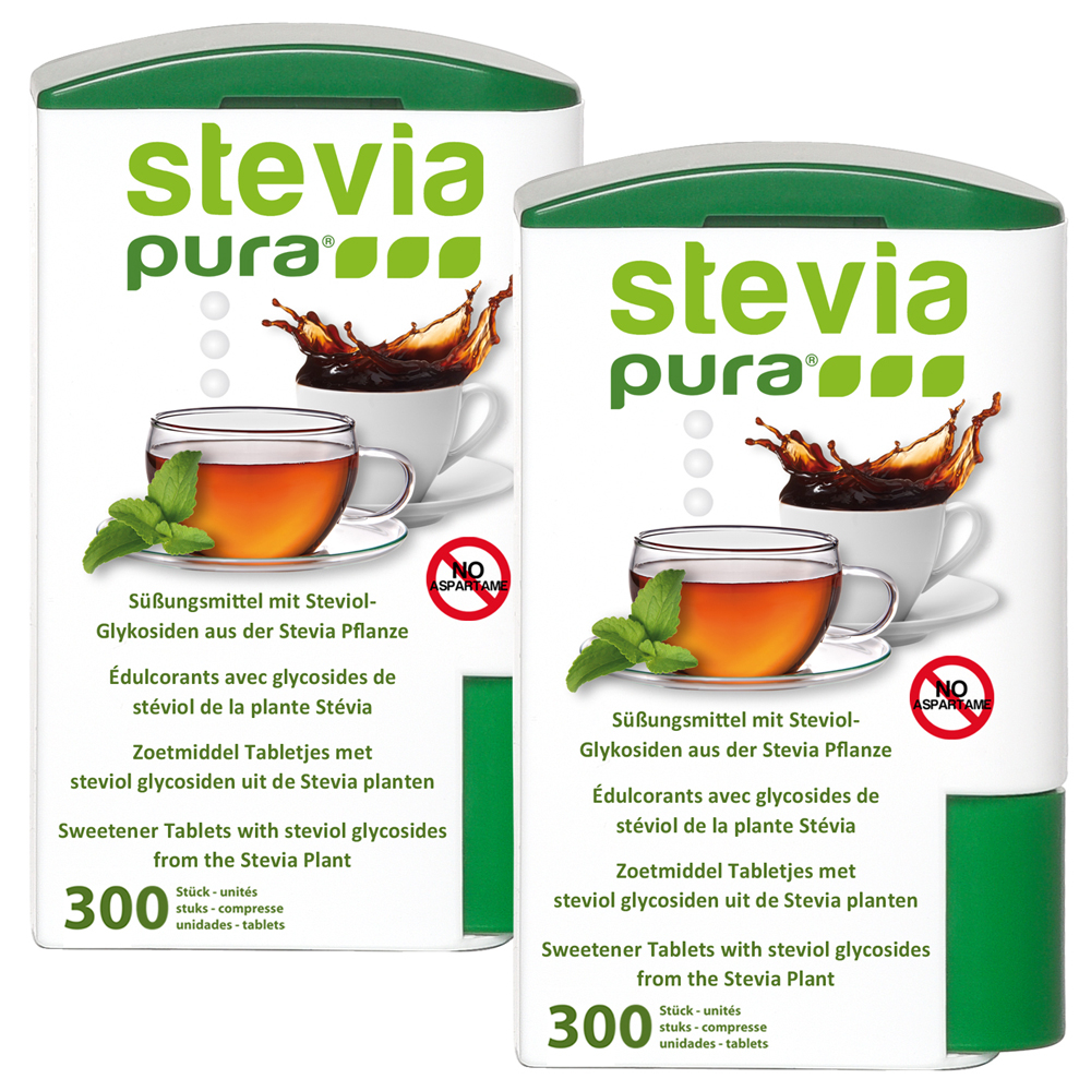 Compra 2x300 Compresse di Dolcificante Stevia | Ricaricabili | Dosatore di Stevia in Compresse