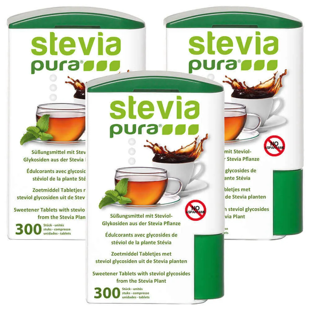 Compra 3x300 Compresse di Dolcificante Stevia | Ricaricabili | Dosatore di Stevia in Compresse