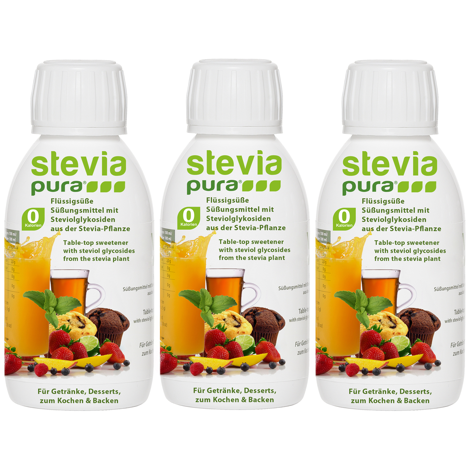 Comprar Stevia Líquido Edulcorante Gotas líquidas de Stevia, 3x150ml, pura Stevia, sin sabor 
