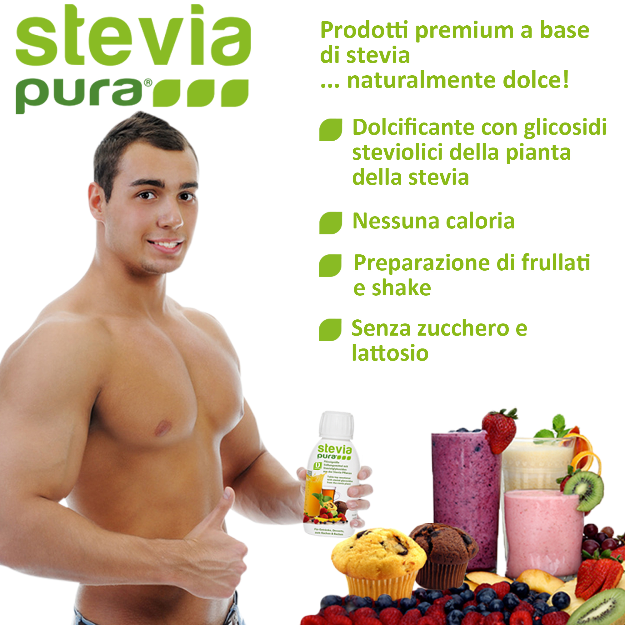 L'uso della Stevia Liquida per gli atleti per dolcificare bevande energetiche e frullati proteici.