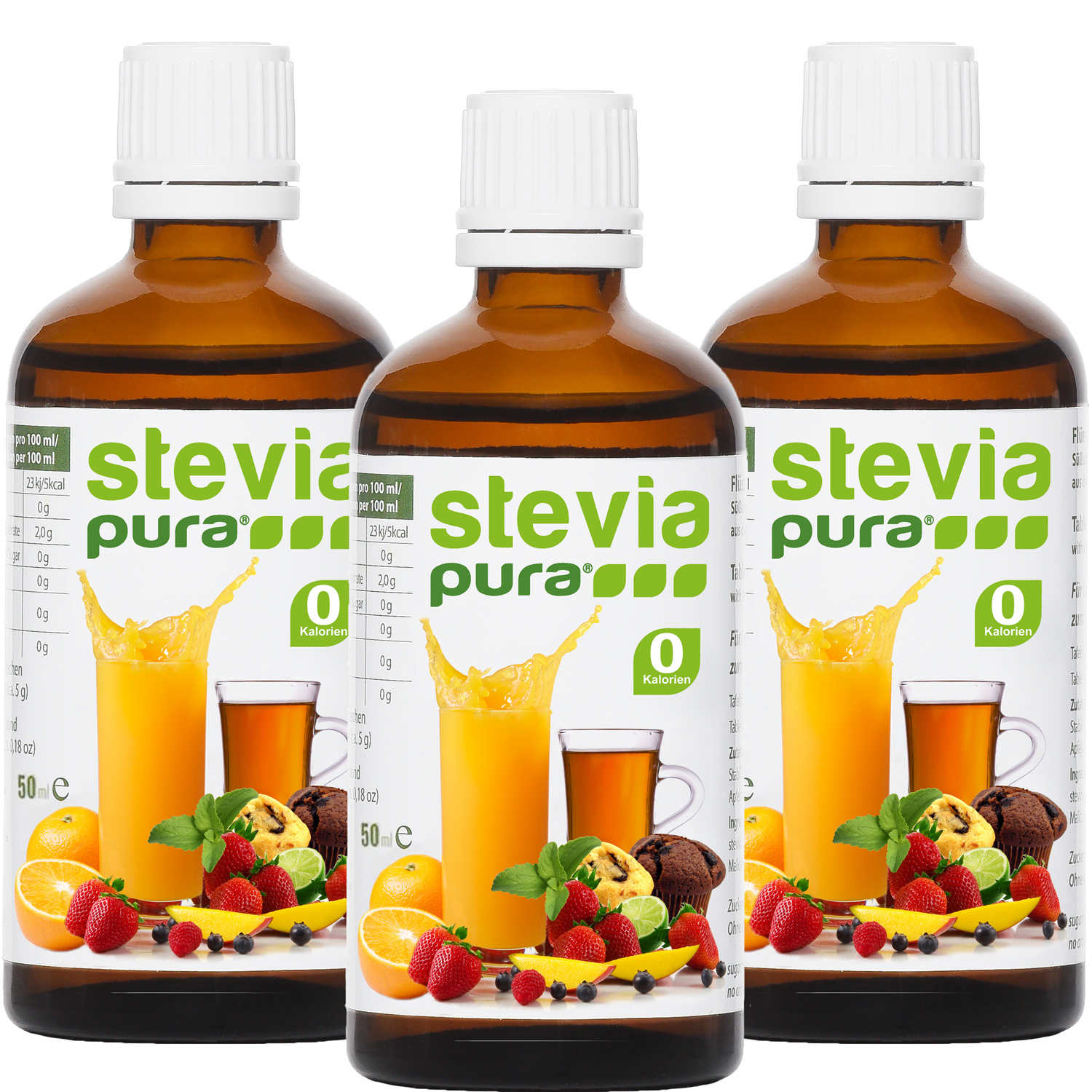 Stevia Flüssigsüße kaufen | Stevia flüssig | Stevia Drops | 3x50ml