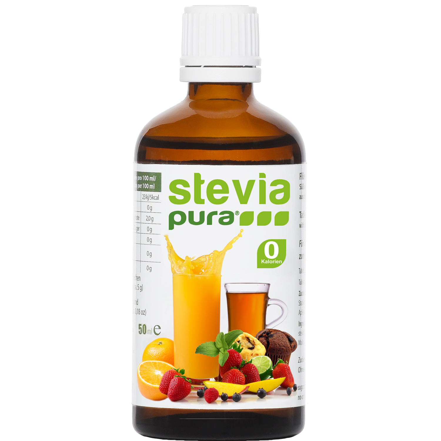 Adoçante Stevia líquida pura natural extraído naturalmente da planta stevia Vegan e não OGM, substituto do açúcar sem calorias 