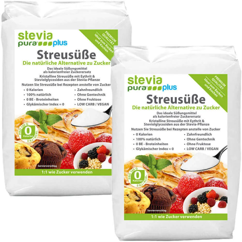 Edulcorante en polvo de Stevia - como el azúcar. Sin aditivos artificiales, sin aromas.