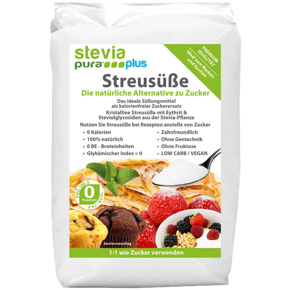 Adoçante Stevia Cristalina em Pó | com Eritritol | Sem Calorias | Alternativa ao Açúcar | Adoçante