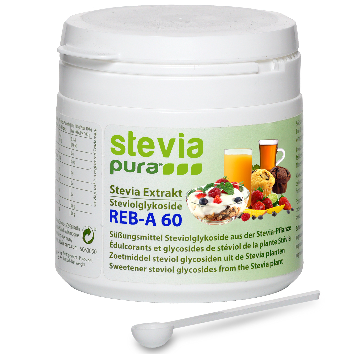 Stevia Extrakt Pulver (Steviosid) rein, weiß
