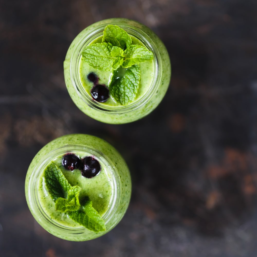 Delicious green smoothies sweetened with Stevia.