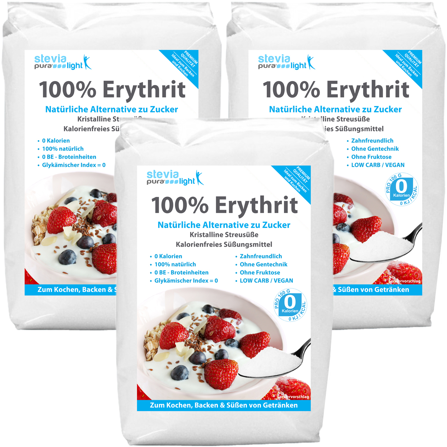 Acheter Erythritol | Substitut de sucre sans calories à base de matières premières naturelles | 3x1kg