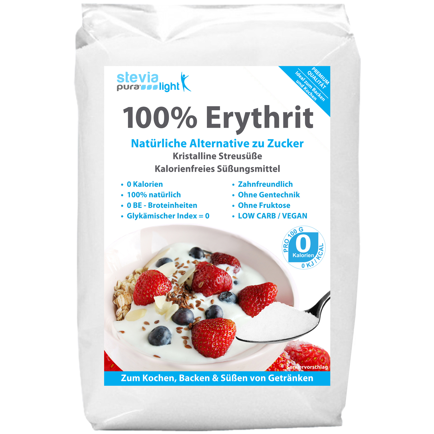 Eritritol | sustituto del azúcar sin calorías | edulcorante en polvo como el azúcar | 1kg