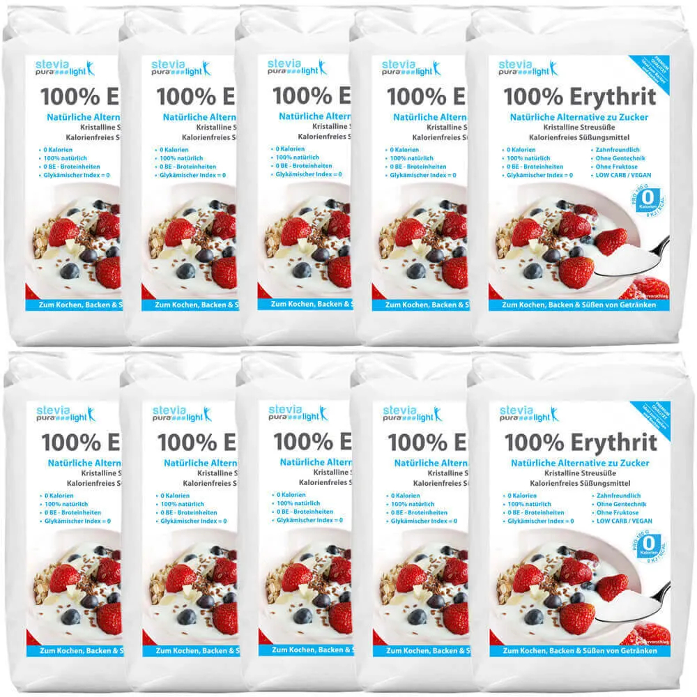 Erythrit | kalorienfreier Zuckerersatz | Streusüße wie Zucker | 10x1kg