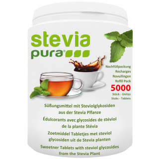 5000 Stevia Tabs | Stevia Tabletten Nachfüllpackung + GRATIS Spender