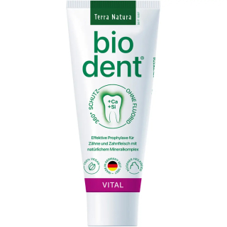 Biodent Vital Zahncreme ohne Fluorid | Terra Natura Zahnpasta | 1 x 75ml