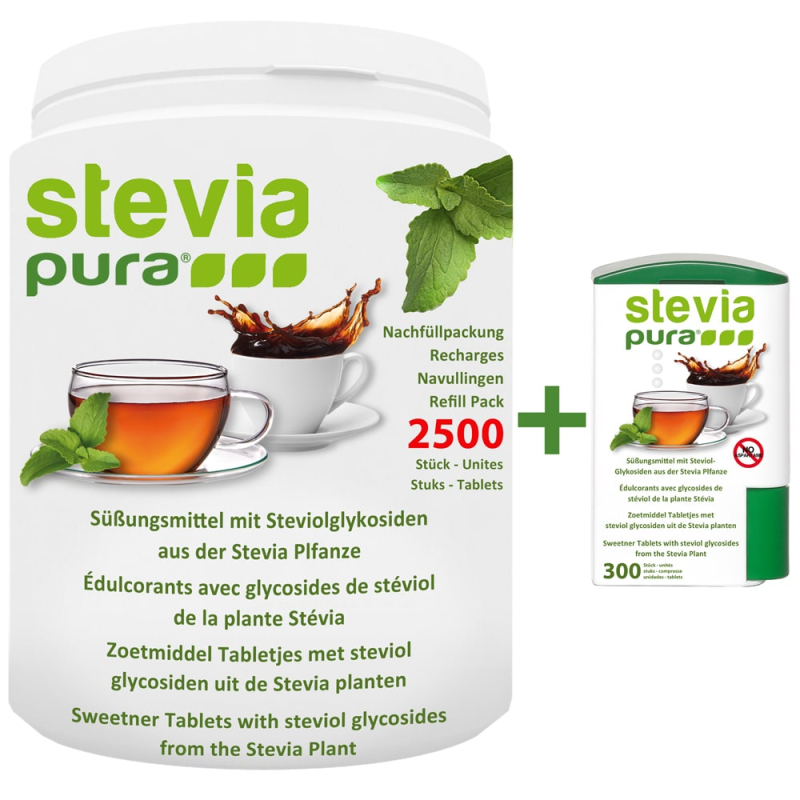 Comprimés de Stévia Edulcorant Recharge + Distributeur 1200 - Acheter, 9,95  €