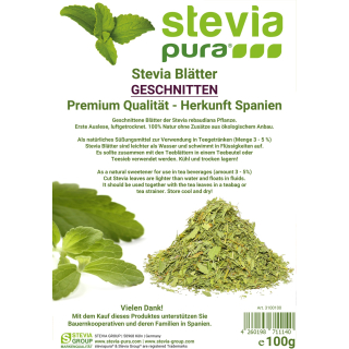 Dried Stevia rebaudiana leaves, cut 100g